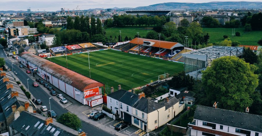 the view south from Tolka Park stadium