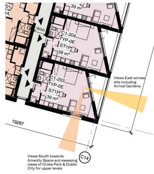 Flat C1-203 has dual aspect - C1-204 does not