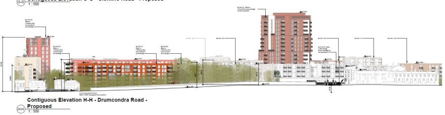 complete elevation looking east from the Drumcondra Rd
